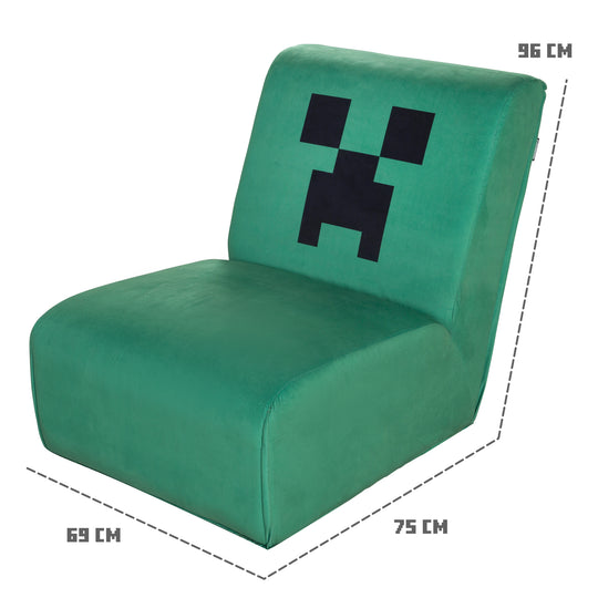 Sillón giratorio acolchado 'Minecraft' – Diseño Creeper – Verde / Negro