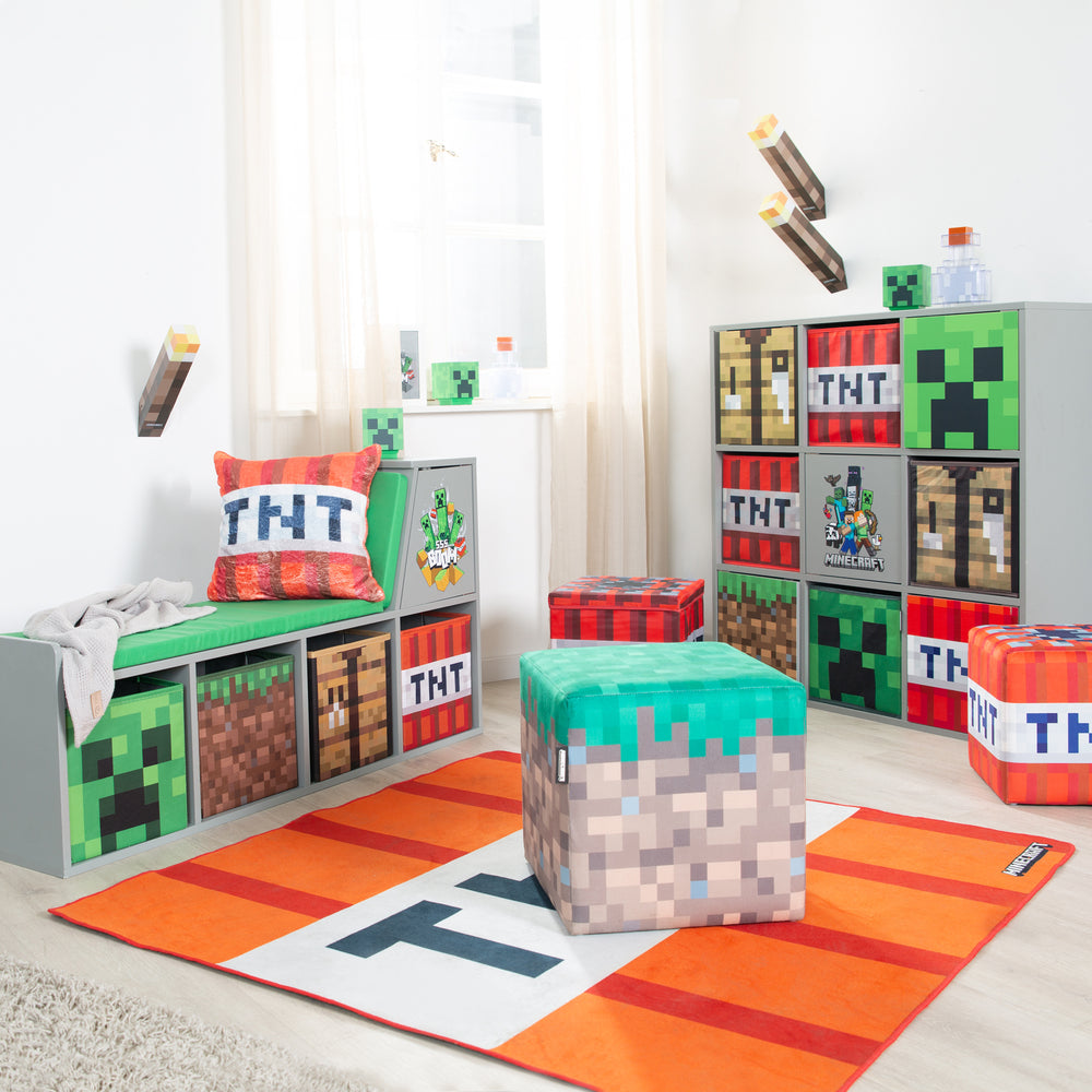 Pouf et ottomane 'Minecraft' set de 2 - assise rembourrée - herbe / TNT