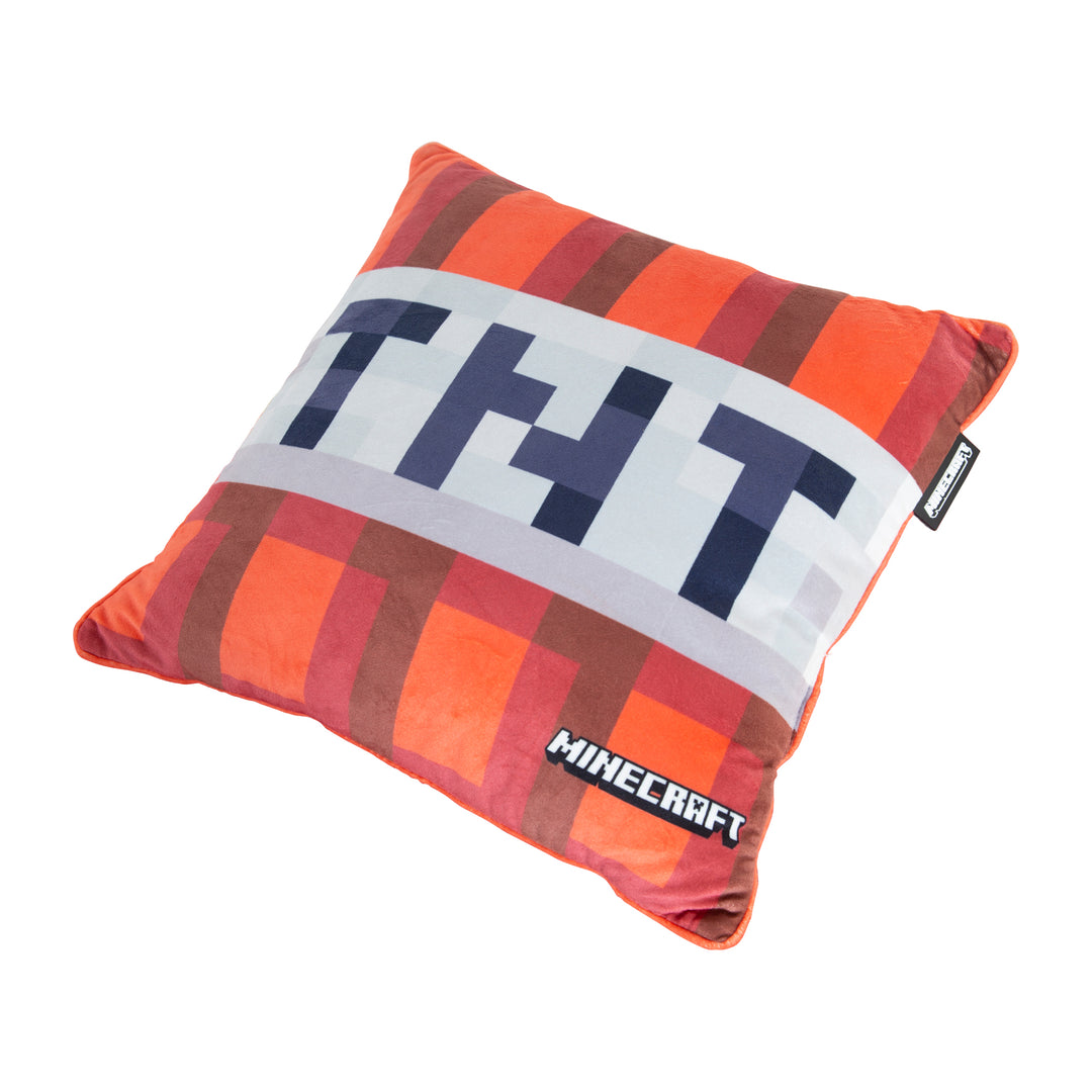 Coussin décoratif 'Minecraft' avec rembourrage - TNT - tissu en velours