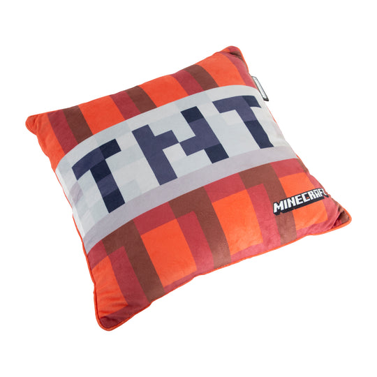 Coussin décoratif 'Minecraft' avec rembourrage - TNT - tissu en velours