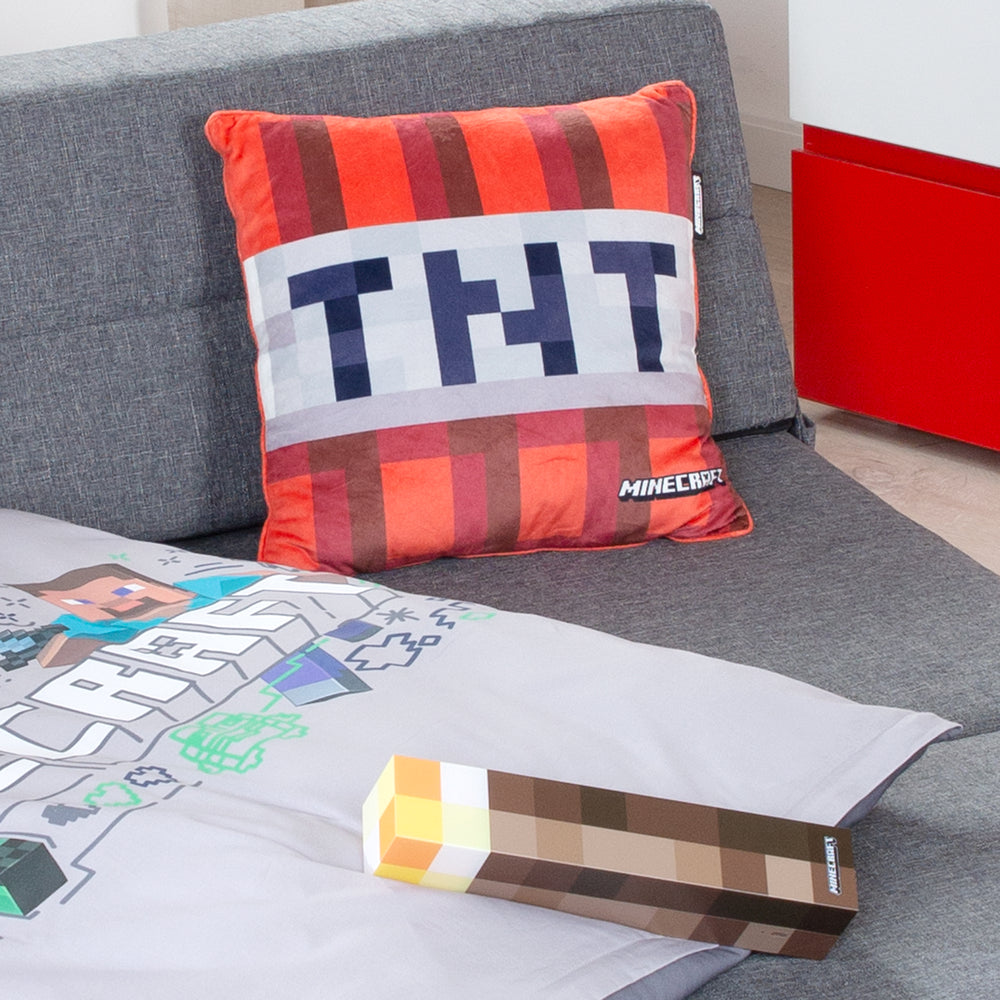 Coussin décoratif 'Minecraft' avec rembourrage - TNT - tissu en velours