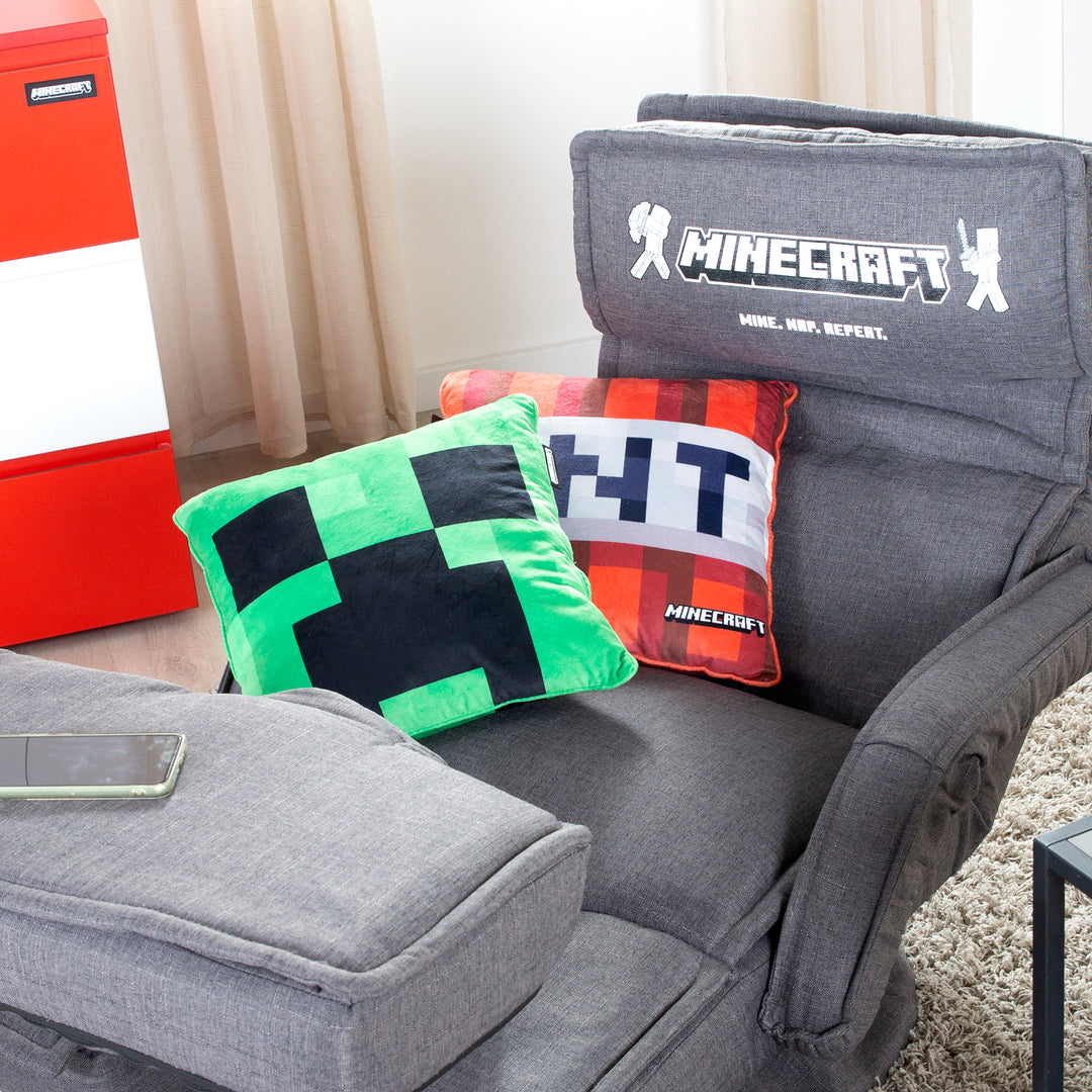 Coussin décoratif 'Minecraft' avec rembourrage - TNT - tissu en velours