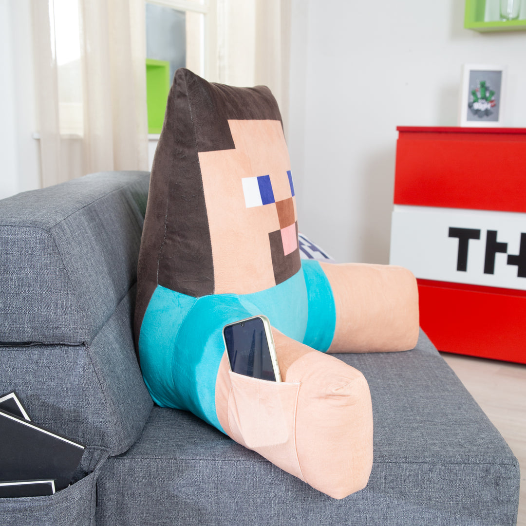 Coussin de lecture et de relaxation 'Minecraft' - Steve - Tissu en velours