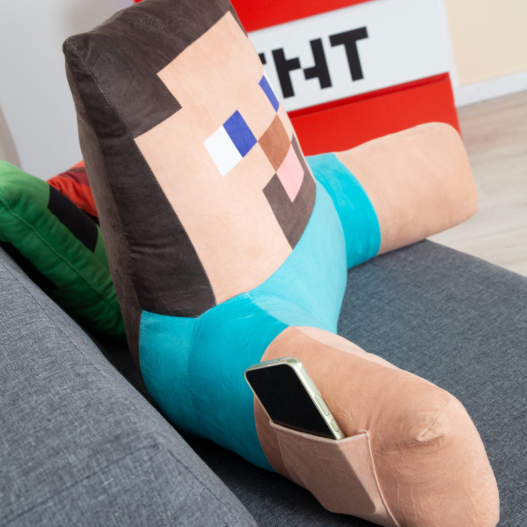 Coussin de lecture et de relaxation 'Minecraft' - Steve - Tissu en velours