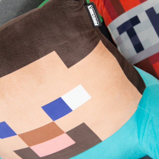 Coussin de lecture et de relaxation 'Minecraft' - Steve - Tissu en velours