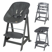 Grow-Along High Chair 'Born Up' Set 2in1, 'Graphite stepped' with reclining function