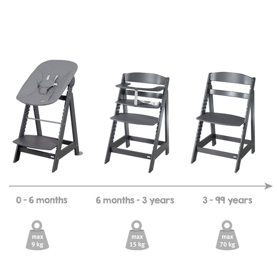 Chaise haute évolutive 'Born Up' Set + Transat 'roba Style' - Dès la naissance - Anthracite