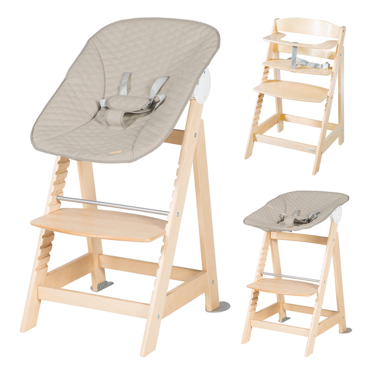 Treppenhochstuhl 'Born Up' Set 2in1, 'Greyish gesteppt', Hochstuhl mit –  roba