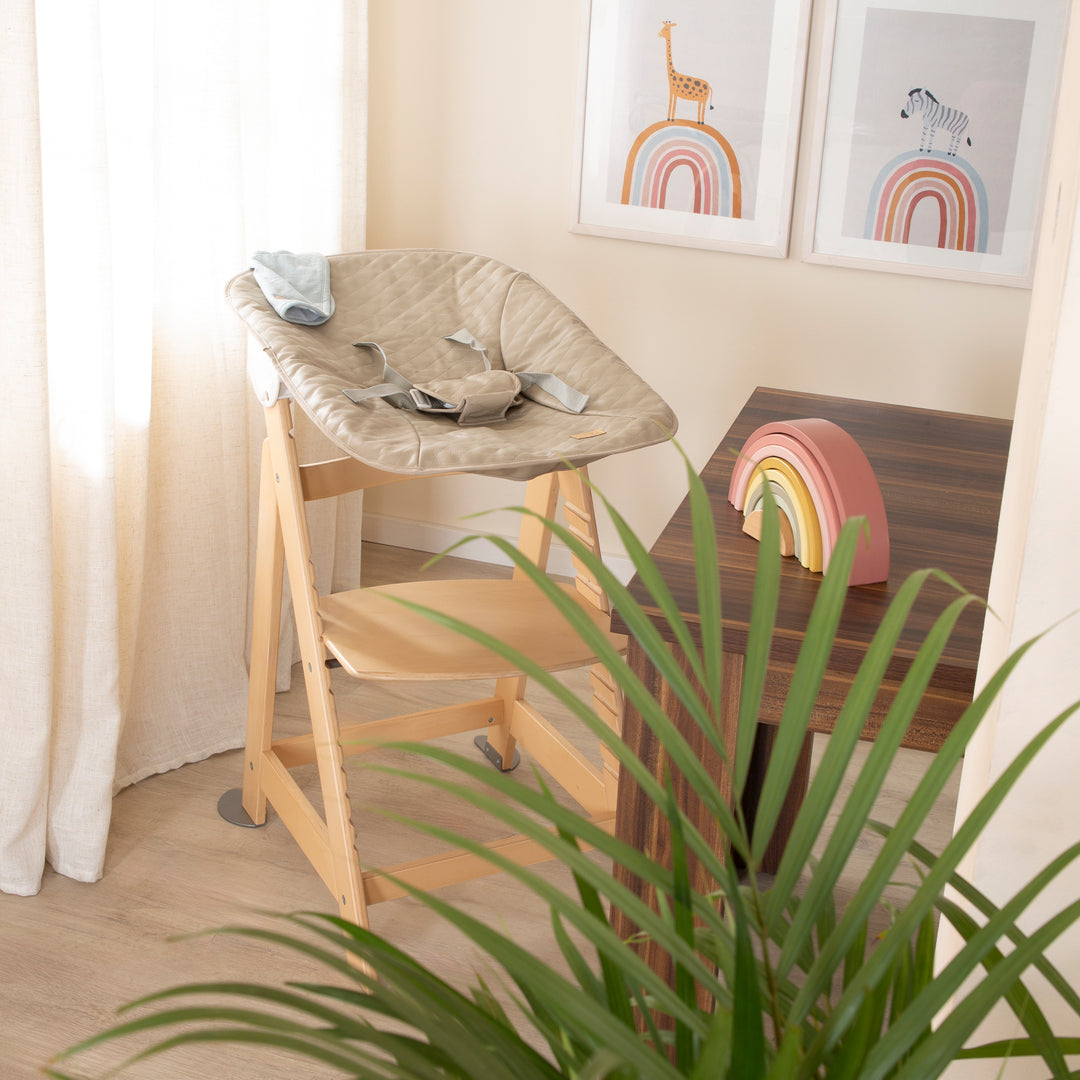 High Chair 'Born Up' Set 2in1 in 'Greyish Quilted', High Chair with Reclining Function