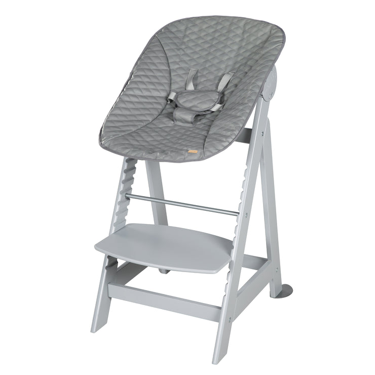 Chaise haute 'Born Up' Set 2in1 en gris, avec transat 'Stone matelassé'