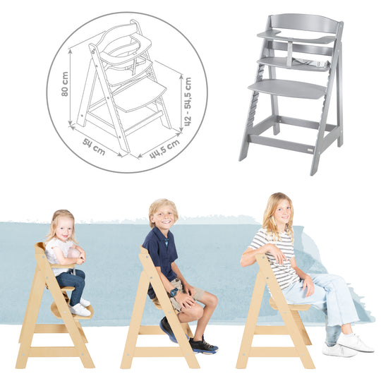 Seggiolone 'Born Up' Set 2in1 in grigio, inclusa la funzione sdraio 'Stone trapuntato'