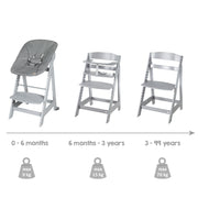 Chaise haute de l'escalier «Born» Set 2in1 en gris, y compris la fixation laïque «Stone Stepped»