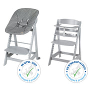 High chair 'Born Up' Set 2in1 in grey, incl. recliner top 'Stone quilted'