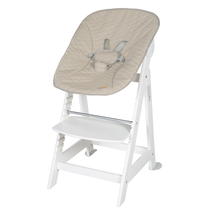 Trona 'Born Up' Set 2en1 en blanco, incl. tapa reclinable 'Acolchado grisáceo'