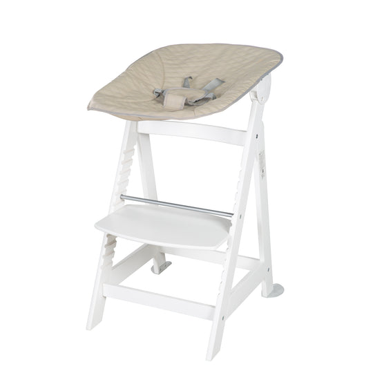 Seggiolone 'Born Up' Set 2in1 in bianco, inclusa la funzione sdraio 'Greyish trapuntato'