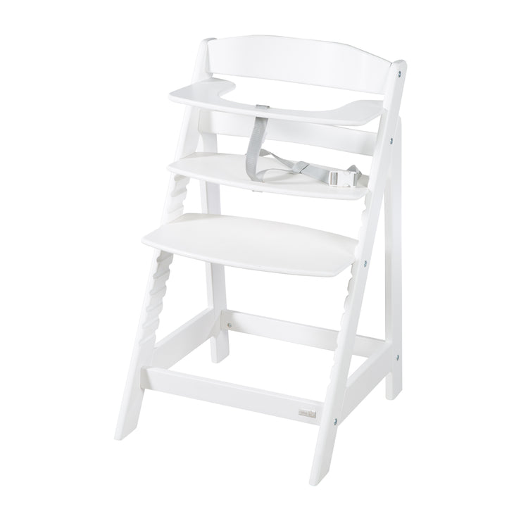 Trona 'Born Up' Set 2en1 en blanco, incl. tapa reclinable 'Acolchado grisáceo'