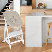 High chair 'Born Up' Set 2in1 in white, incl. newborn top 'Greyish quilted'