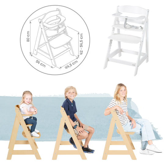 Seggiolone 'Born Up' Set 2in1 in bianco, inclusa la funzione sdraio 'Greyish trapuntato'