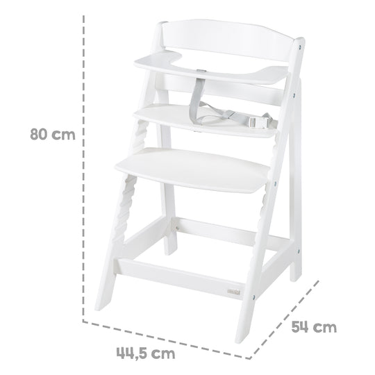 Treppenhochstuhl Set 2in1 mit Aufsatz 'Stone gesteppt' - Weiß