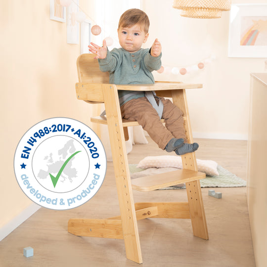 Trona para Bebés 'Nature Up' con Bandeja - Fabricada en Madera de Bambú Certificada FSC