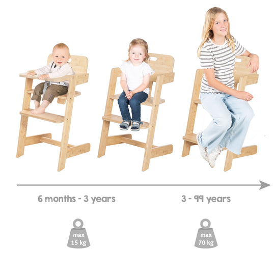 Trona para Bebés 'Nature Up' con Bandeja - Fabricada en Madera de Bambú Certificada FSC