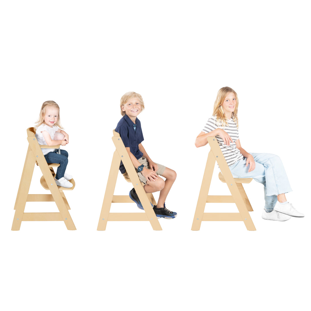 Trona combinada 'Sit Up Flex', ajustable hasta la silla juvenil, madera natural