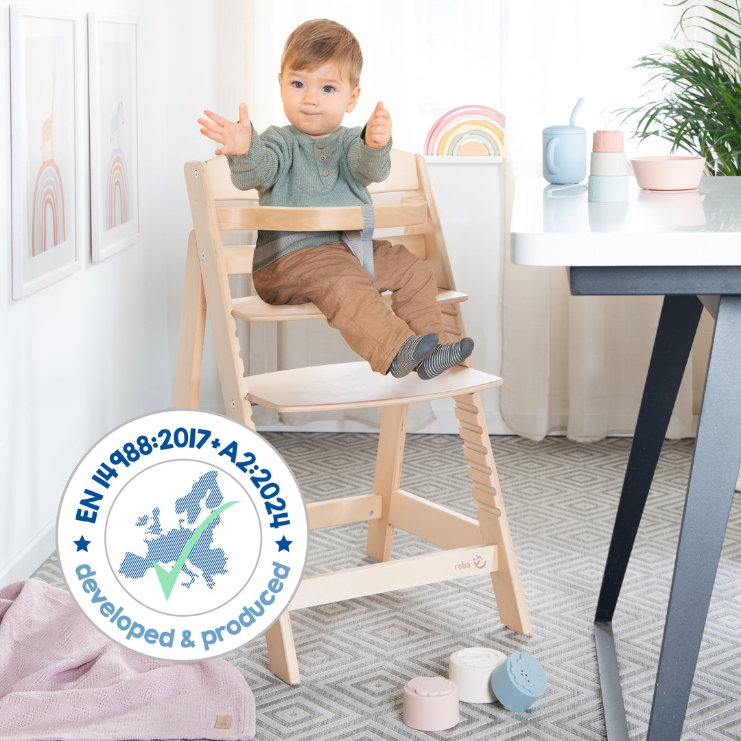 Trona 'Sit Up III', ajustable hasta silla juvenil, madera natural