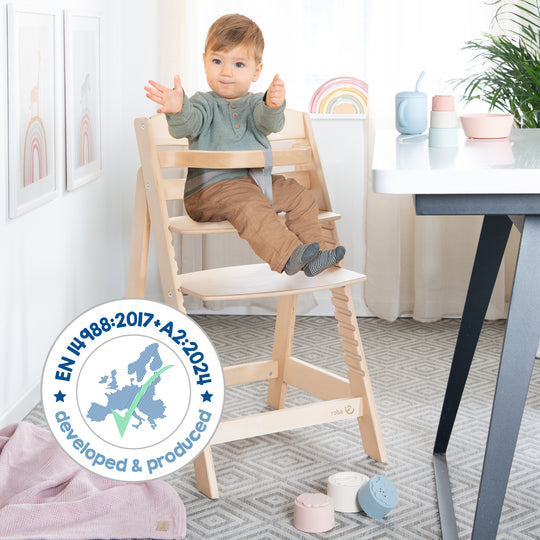 Trona 'Sit Up III', ajustable hasta silla juvenil, madera natural