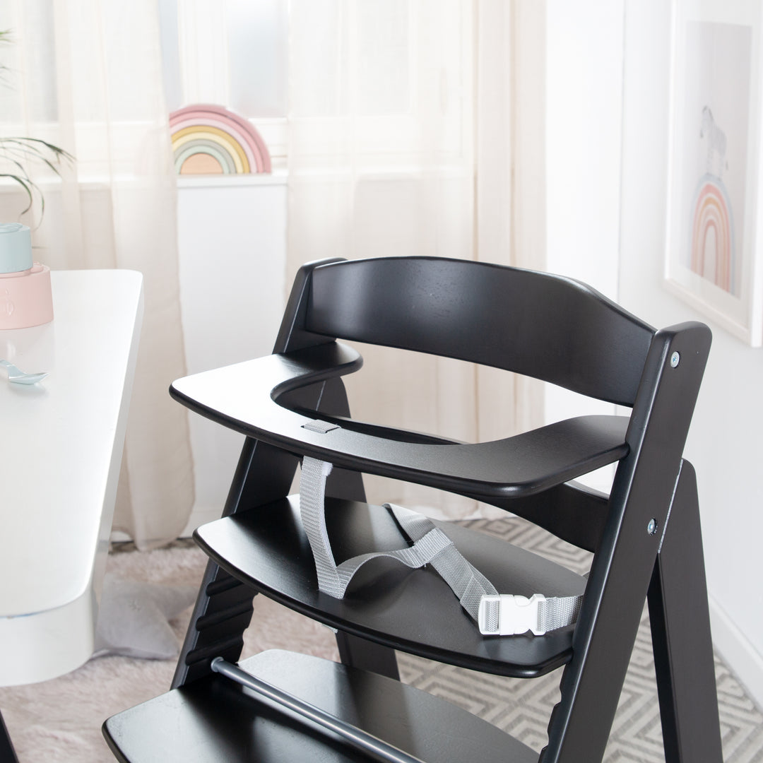 Trona combinada 'Sit Up Flex', ajustable hasta la silla juvenil, madera pintada en negro