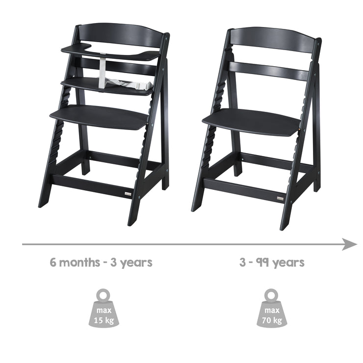 Stair elevator 'Sit up Flex', growing to the youth chair, wood painted black