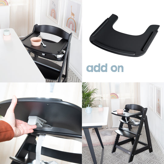 Trona combinada 'Sit Up Flex', ajustable hasta la silla juvenil, madera pintada en negro