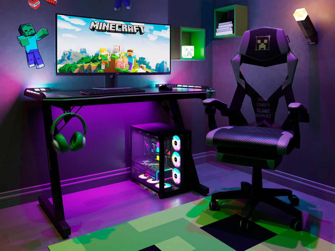 Minecraft Gaming Desk with LED & Z-Legs » roba