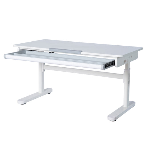 Escritorio con cajón blanco - Escritorio infantil regulable en altura 62-78 cm - Escritorio infantil ergonómico con espacio de almacenamiento - Para niños y jóvenes - Incl. cajón - 110x60 cm - Diseño moderno - Estable y fácil de cuidar