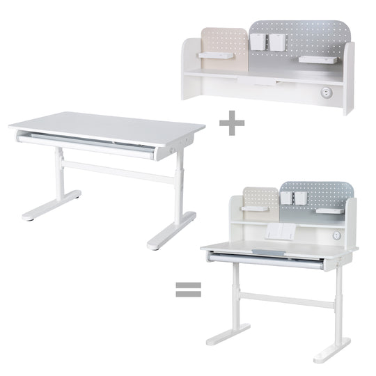 Escritorio con cajón blanco - Escritorio infantil regulable en altura 62-78 cm - Escritorio infantil ergonómico con espacio de almacenamiento - Para niños y jóvenes - Incl. cajón - 110x60 cm - Diseño moderno - Estable y fácil de cuidar