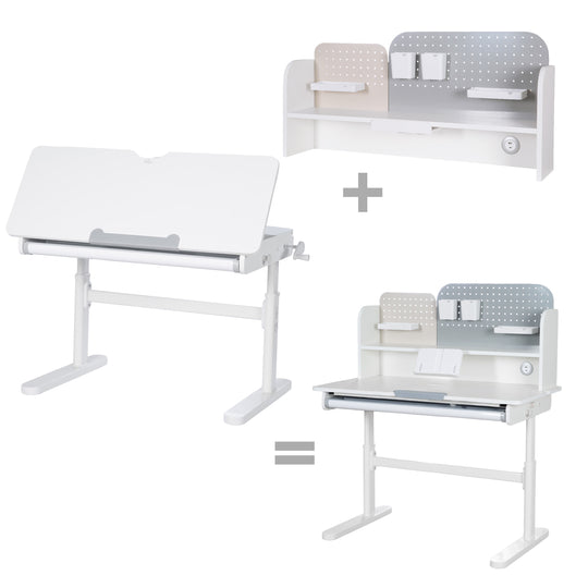 Escritorio inclinable con cajón blanco - Escritorio infantil regulable en altura 62-78 cm - Con encimera basculante y espacio de almacenamiento - Para niños y jóvenes - Ergonómico y funcional - 110 x 60 cm - Diseño moderno