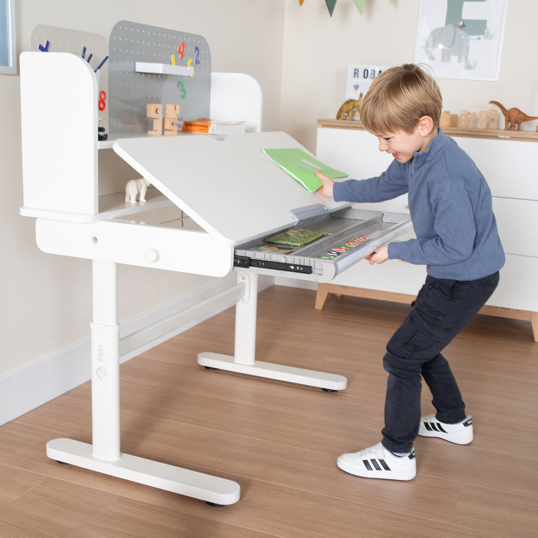 Kinder Schreibtisch mit Schublade weiß