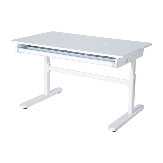 Escritorio parcialmente inclinado con cajón blanco - Escritorio infantil ajustable en altura 62-78 cm - Mitad derecha de la mesa inclinable - Con almacenamiento y superficie de trabajo ergonómica - 110x60 cm - Niños y adolescentes - Moderno y estable