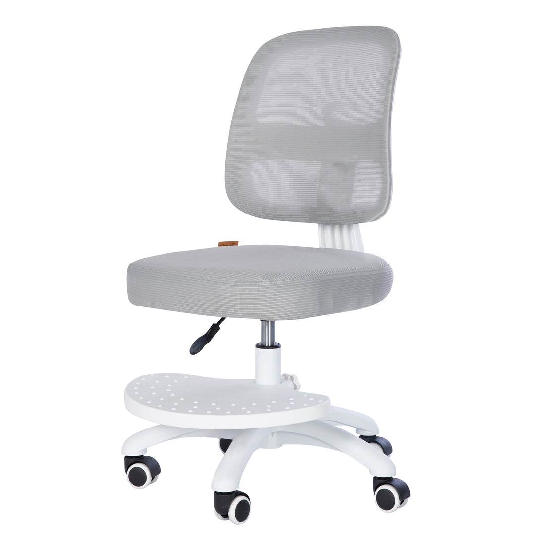 Kinderbürostuhl Smart Grow 2D- Ergonomischer Drehstuhl - Höhenverstellbar - Weiß / Grau