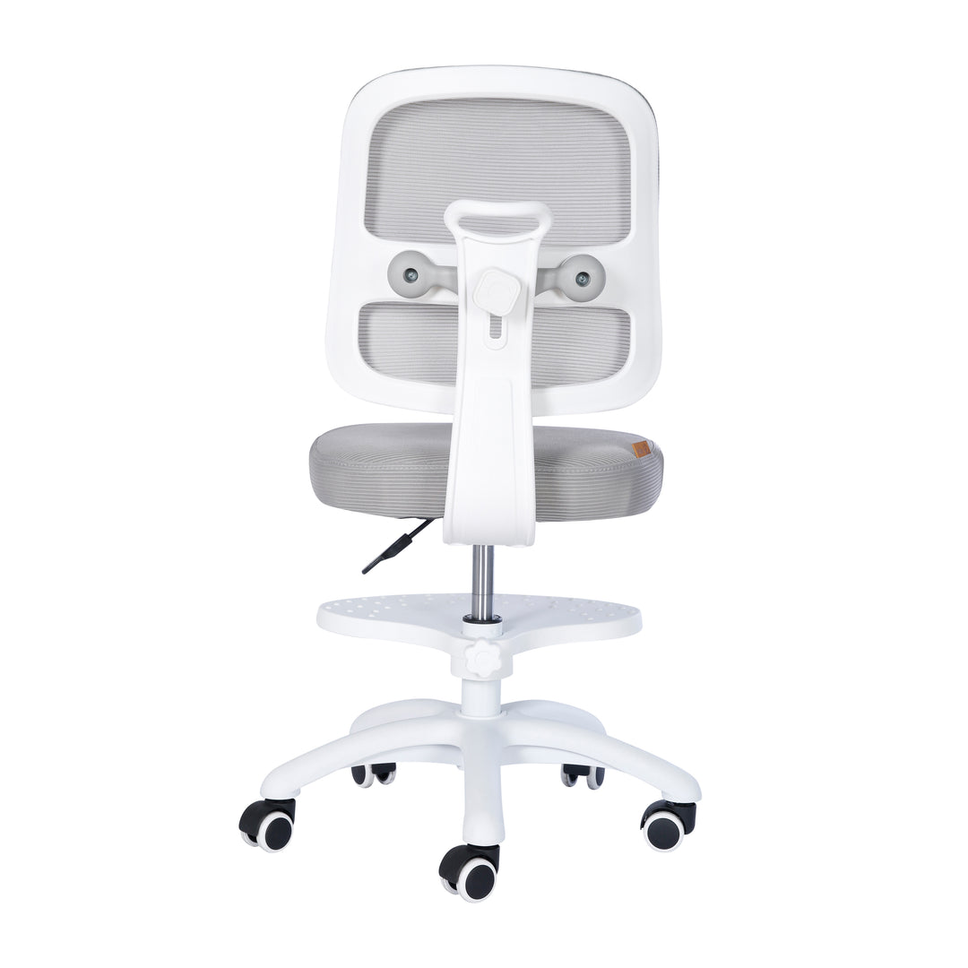 Kinderbürostuhl Smart Grow 2D- Ergonomischer Drehstuhl - Höhenverstellbar - Weiß / Grau