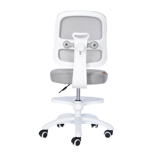 Kinderbürostuhl Smart Grow 2D- Ergonomischer Drehstuhl - Höhenverstellbar - Weiß / Grau