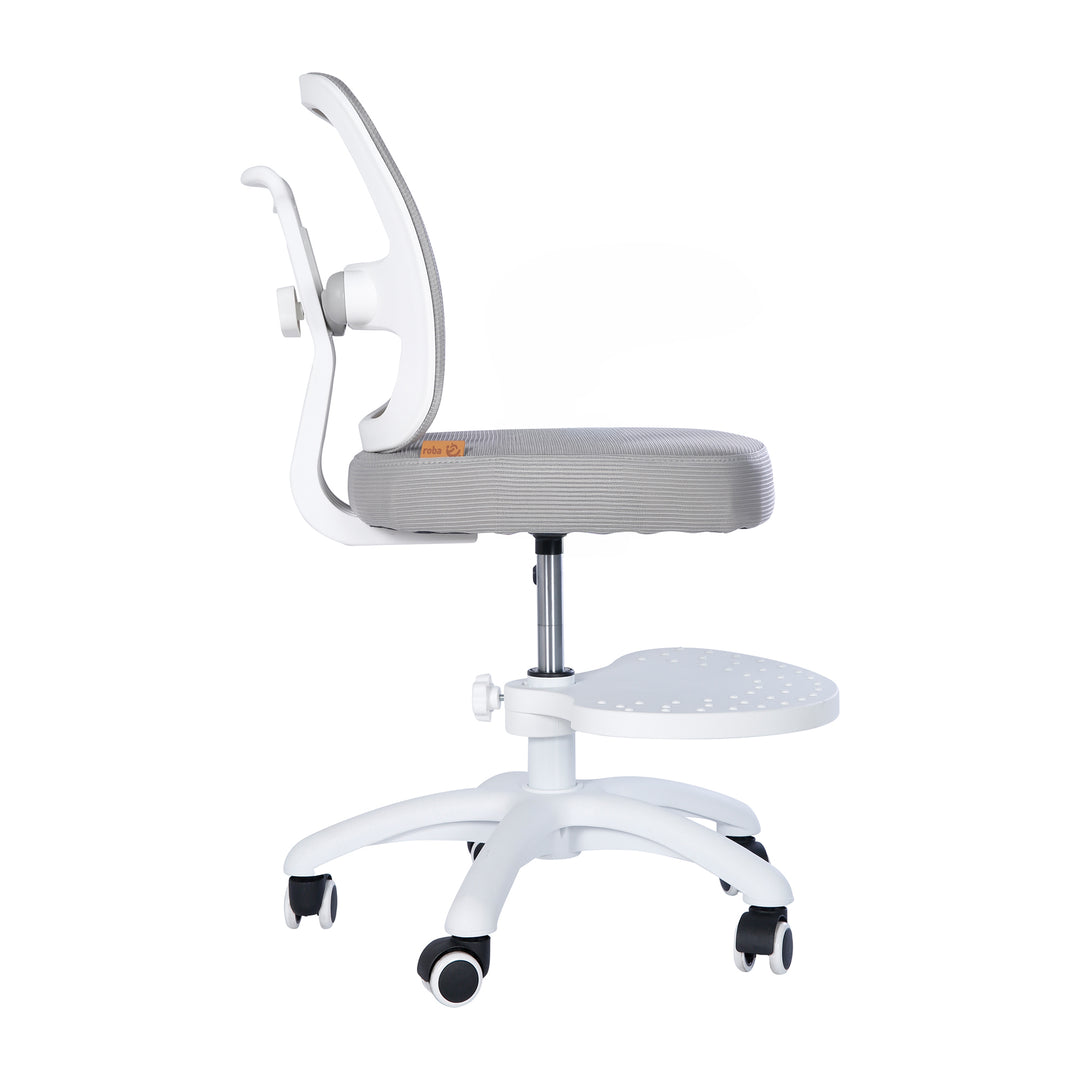 Kinderbürostuhl Smart Grow 2D- Ergonomischer Drehstuhl - Höhenverstellbar - Weiß / Grau