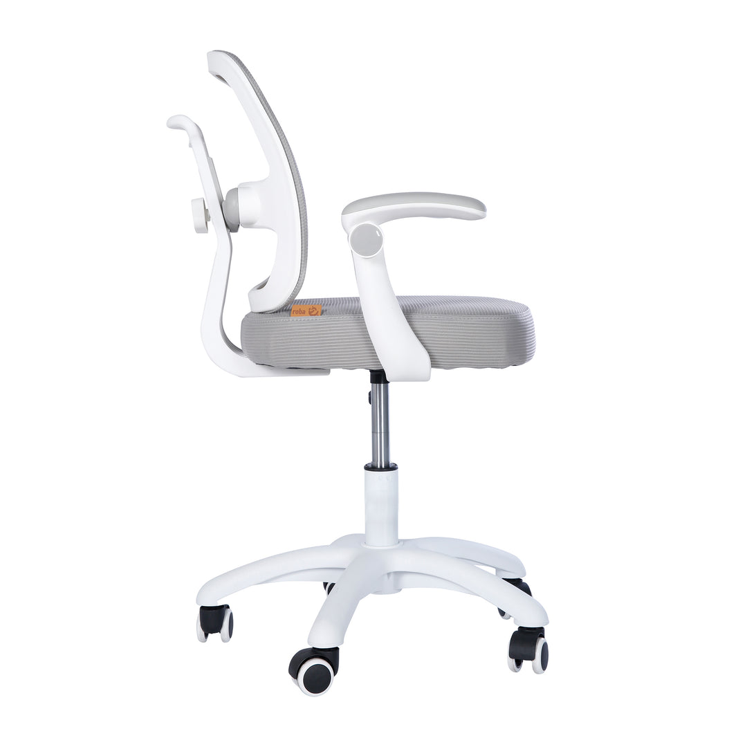 Kinderbürostuhl Smart Grow 2D- Ergonomischer Drehstuhl - Höhenverstellbar - Weiß / Grau