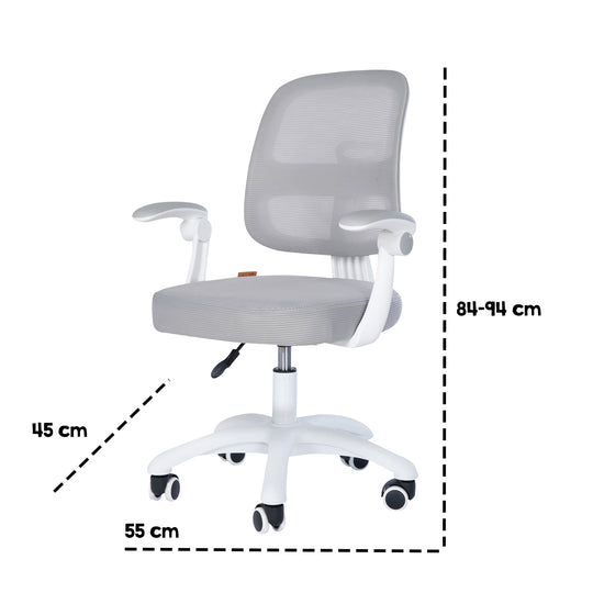 Kinderbürostuhl Smart Grow 2D- Ergonomischer Drehstuhl - Höhenverstellbar - Weiß / Grau