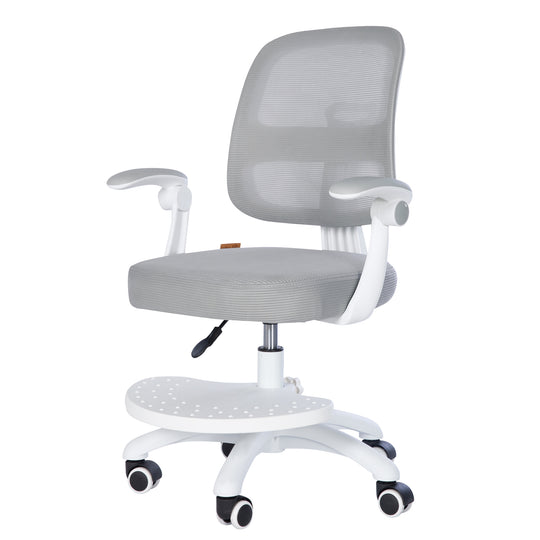 Kinderbürostuhl Smart Grow 2D- Ergonomischer Drehstuhl - Höhenverstellbar - Weiß / Grau