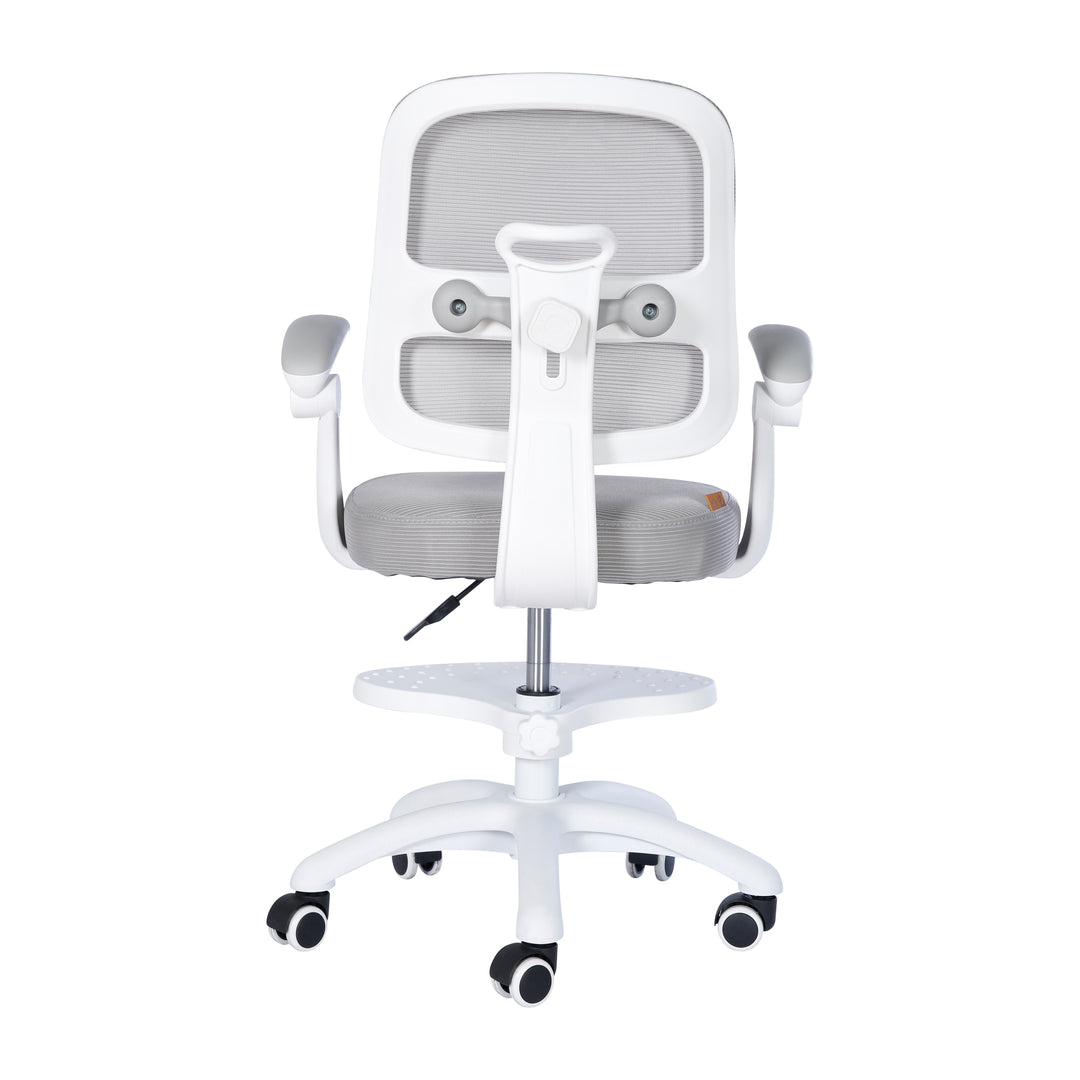 Kinderbürostuhl Smart Grow 2D- Ergonomischer Drehstuhl - Höhenverstellbar - Weiß / Grau