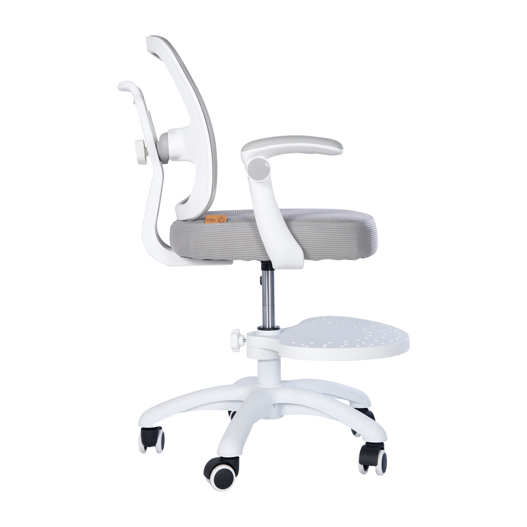 Kinderbürostuhl Smart Grow 2D- Ergonomischer Drehstuhl - Höhenverstellbar - Weiß / Grau