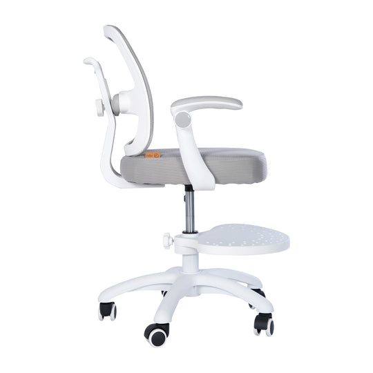 Kinderbürostuhl Smart Grow 2D- Ergonomischer Drehstuhl - Höhenverstellbar - Weiß / Grau