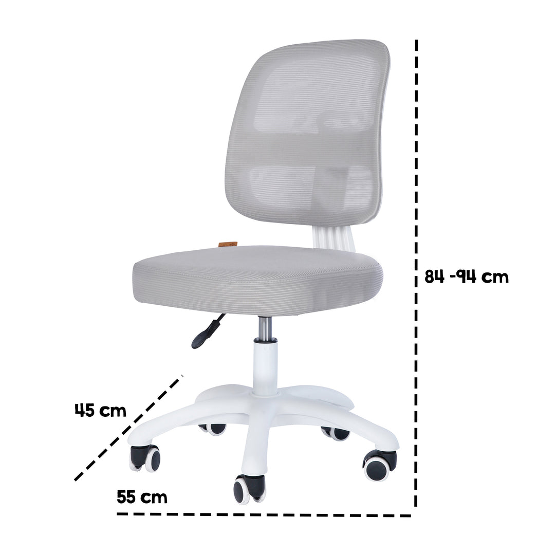 Kinderbürostuhl Smart Grow 2D- Ergonomischer Drehstuhl - Höhenverstellbar - Weiß / Grau