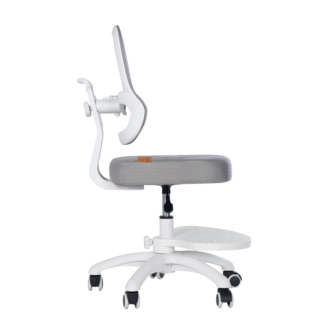 Kinderbürostuhl Smart Grow 3D - Ergonomischer Drehstuhl - Höhenverstellbar - Weiß / Grau