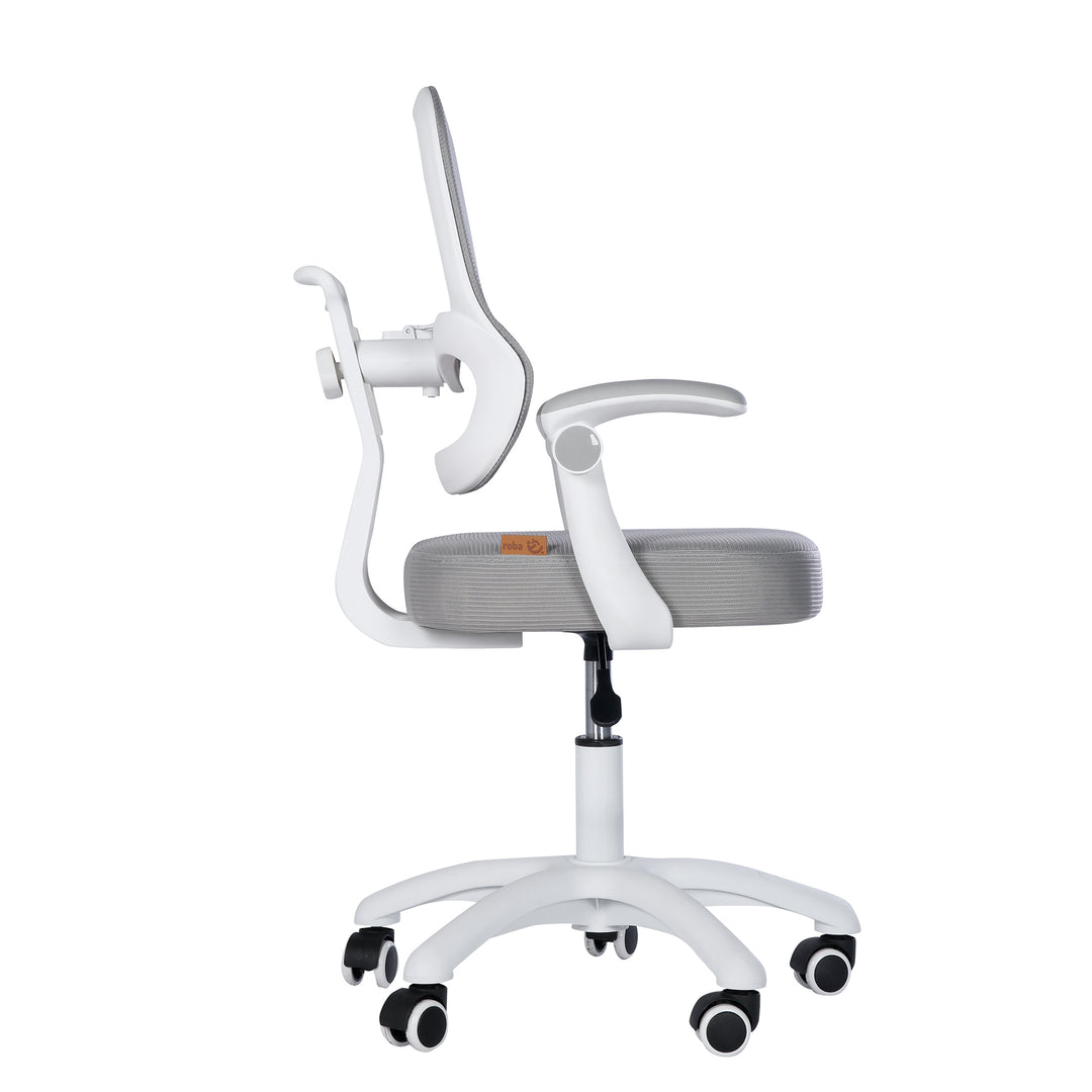 Kinderbürostuhl Smart Grow 3D - Ergonomischer Drehstuhl - Höhenverstellbar - Weiß / Grau